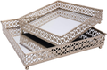 Mirrored Tray, Perfume Tray, Square Metal Ornate Tray, Vanity Jewelry Tray, Serving Tray, Decorative Tray (Set of 1, 8.25", Metal Gun) Home & Garden > Decor > Decorative Trays Tricune Rose Set of 2, 10.25" and 8.25" 