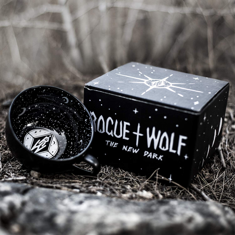 Midnight Coffee Large Mug in Gift Box By Rogue + Wolf Cute Mugs For Women Unique Summer Halloween Spooky Witch Gifts Novelty Tea Cup Goth Decor - 17.6oz 500ml Porcelain (Midnight)