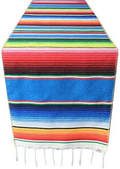 Mexican Serape Table Runner for Mexican Theme Party, Cinco de Mayo Fiesta Party, Day of Death Decorations, Falsa Classic Striped Fringe Pattern Cotton Blanket, Red,14x84 inches Home & Garden > Decor > Seasonal & Holiday Decorations& Garden > Decor > Seasonal & Holiday Decorations Toaroa Blue 5 