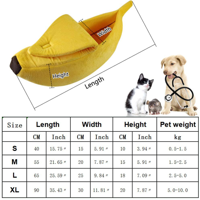 G Ganen Pet Cat Bed House Cute Banana, Warm Soft Punny Dogs Sofa Sleeping Playing Resting Bed, Lovely Pet Supplies for Cats Kittens Animals & Pet Supplies > Pet Supplies > Cat Supplies > Cat Beds G Ganen   