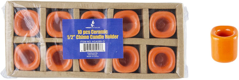 Mega Candles 10 pcs Assorted Colors Ceramic Chime Ritual Spell Candle Holders, Great for Casting Chimes, Rituals, Spells, Vigil, Witchcraft, Wiccan Supplies & More Home & Garden > Decor > Home Fragrance Accessories > Candle Holders Mega Candles Orange  