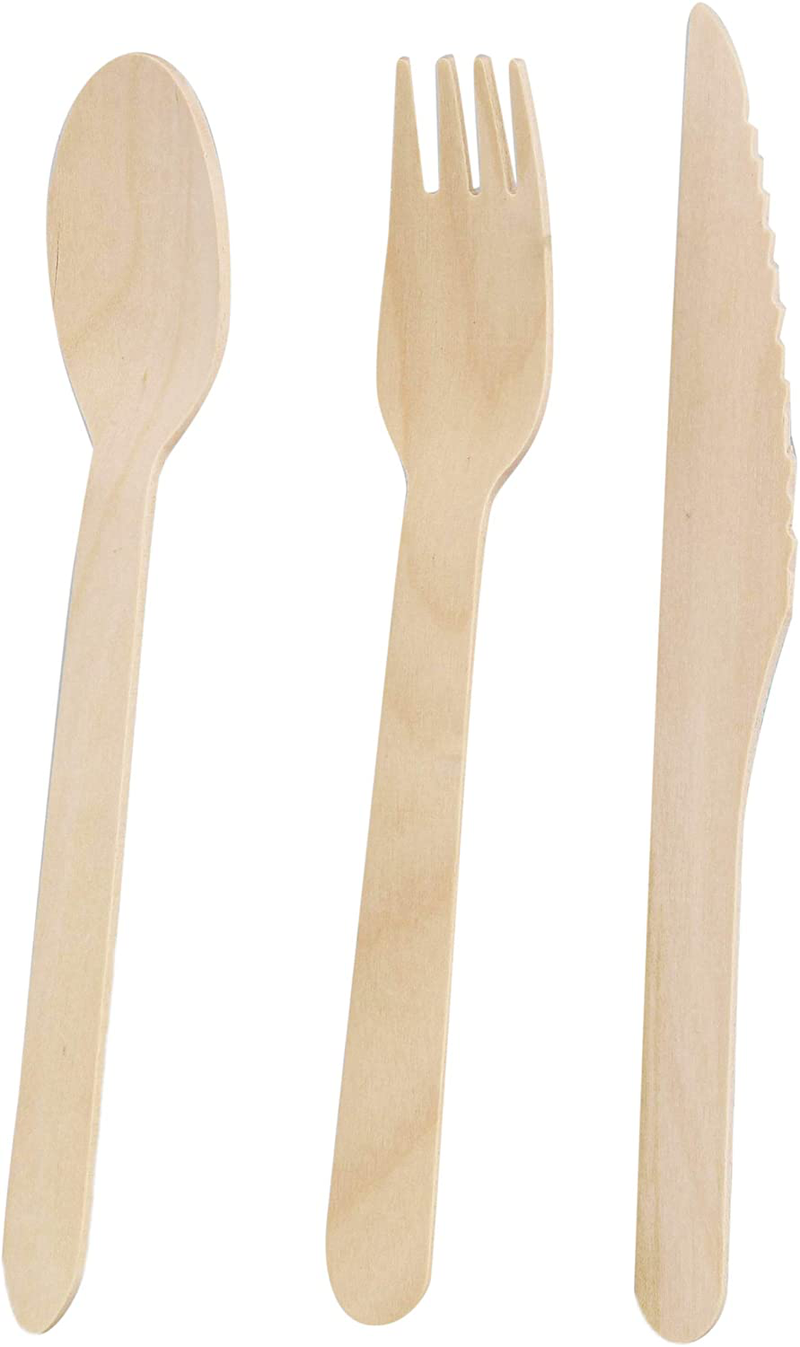 Spec101 Disposable Wooden Cutlery Set - 200pc Ecological Cutlery Combo Pack (100 Wooden Forks, 50 Spoons, 50 Knives) Home & Garden > Kitchen & Dining > Tableware > Flatware > Flatware Sets Spec101   