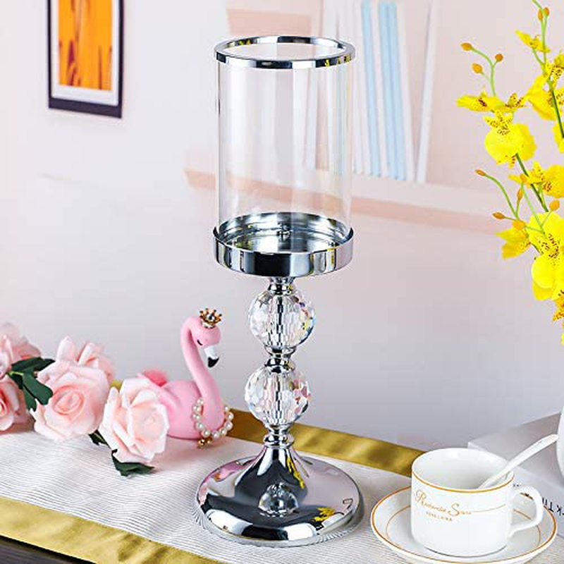 Pillar Candle Holder with Lid,Candle Holder for Pillar Candle, Candlestick Holder with Crystal Balls for Coffee Dining Table, Wedding, Christmas, Halloween, Home Decor CH065M Home & Garden > Decor > Home Fragrance Accessories > Candle Holders Hanjue   