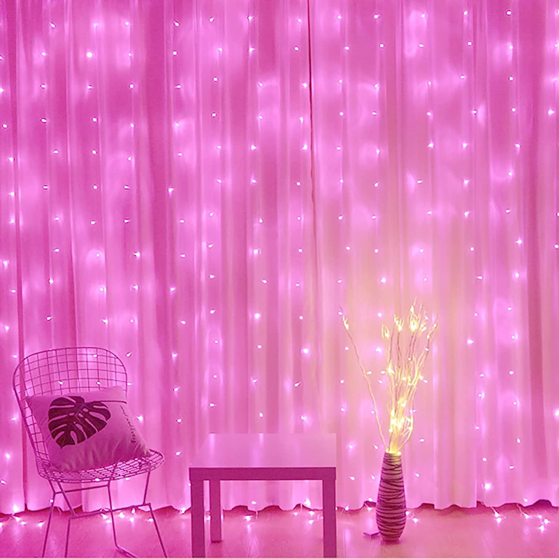 JMEXSUSS Pink Curtain Lights, Remote Control 300 LED Pink Curtain Lights 8 Modes Pink Valentine String Lights, Window Curtain Lights for Bedroom Wedding Party Backdrop Indoor Outdoor Room Decor(Pink) Home & Garden > Decor > Seasonal & Holiday Decorations Linhai Exsuss Light&Decor Co.,Ltd   