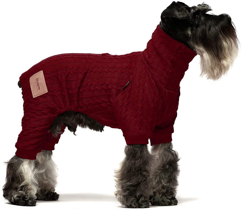 Fitwarm Thermal Knitted Dog Pajamas Pet Clothes Doggie Turtleneck PJS Lightweight Puppy Sweater Doggy Winter Coat Outfits Cat Jumpsuits Animals & Pet Supplies > Pet Supplies > Dog Supplies > Dog Apparel Fitwarm Wine Red S 