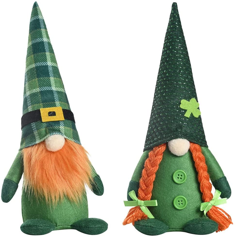 St. Patrick'S Day Gnomes Decorations Handmade Faceless Old Man Plush Elf Home Table Decorations Dwarf Lucky Home Green Hat (2 Piece Mr & Mrs T)