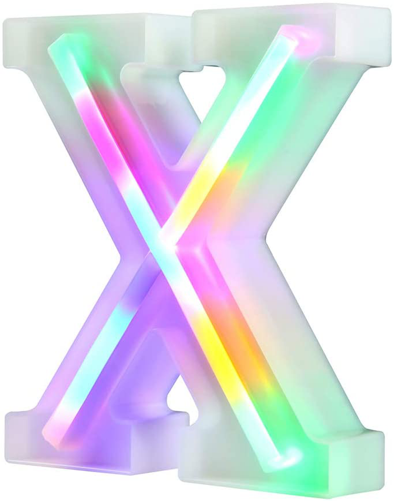 Neon Letter Lights 26 Alphabet Letter Bar Sign Letter Signs for Wedding Christmas Birthday Partty Supplies,USB/Battery Powered Light Up Letters for Home Decoration-Colourful J Home & Garden > Decor > Seasonal & Holiday Decorations& Garden > Decor > Seasonal & Holiday Decorations WARMTHOU Letter-x  