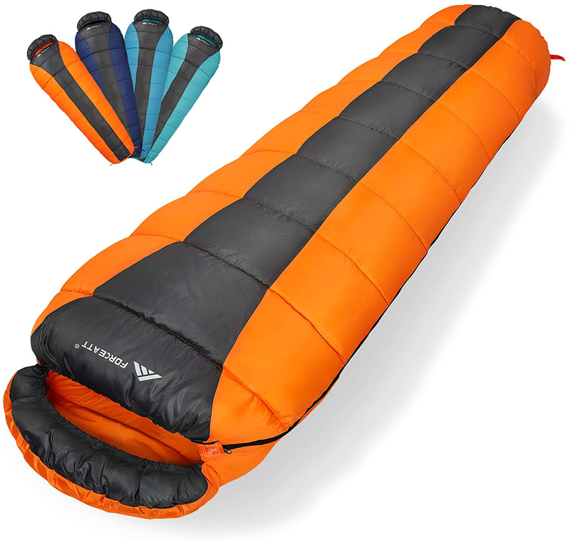Forceatt Sleeping Bag for Adults & Kids, 50-77℉/10-25°C Lightweight and Portable Camping Sleeping Bags,Mummy Sleeping Bag Suitable for Backpacking, Hiking, Outdoor Activities in Warm and Cool Weather. Sporting Goods > Outdoor Recreation > Camping & Hiking > Sleeping BagsSporting Goods > Outdoor Recreation > Camping & Hiking > Sleeping Bags Forceatt Main Orange  