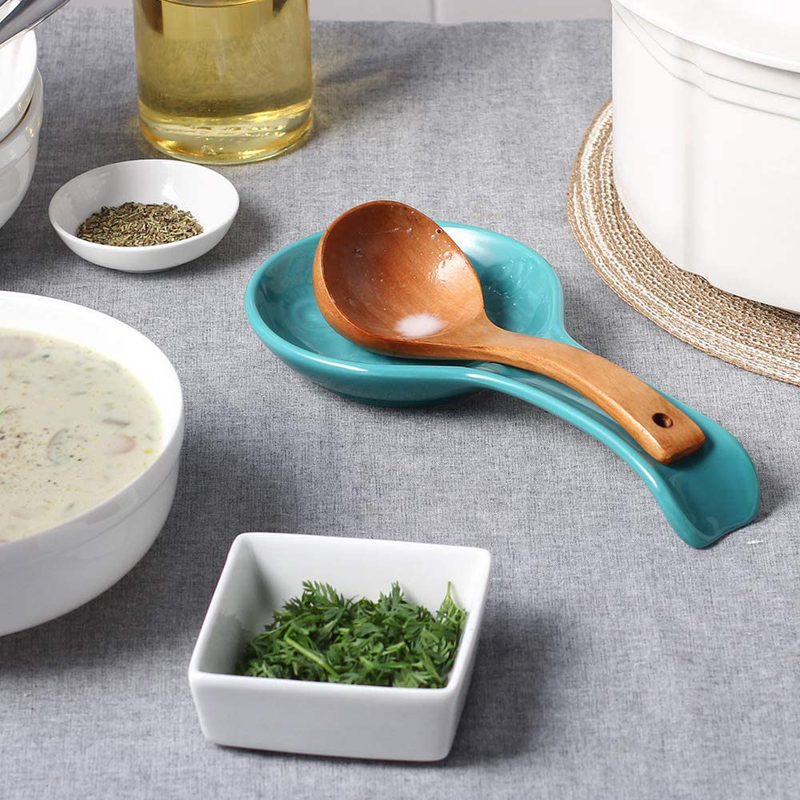 DOWAN Ceramic Spoon Rest for Kitchen, 2 Pieces of Porcelain Stovetop Spoon Holder for Countertop, Turquoise Owl Ladle Rest 9.5 Inches, Dishwasher Safe Farmhouse Kitchen Decor and Accessories Home & Garden > Decor > Seasonal & Holiday Decorations DOWAN   