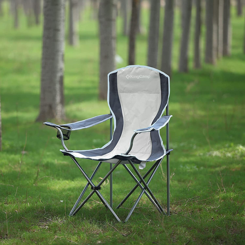 Kingcamp Folding Camping Chairs Portable Beach Chair Light Weight Camp Chairs with Cup Holder & Front Pocket for Outdoor (Black/Mediumgrey) Sporting Goods > Outdoor Recreation > Camping & Hiking > Camp Furniture KingCamp   