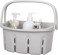 Portable Shower Caddy Basket Tote, Plastic Storage Basket with Handles Organizer Bins for Kitchen Bathroom College Dorm (Grey)