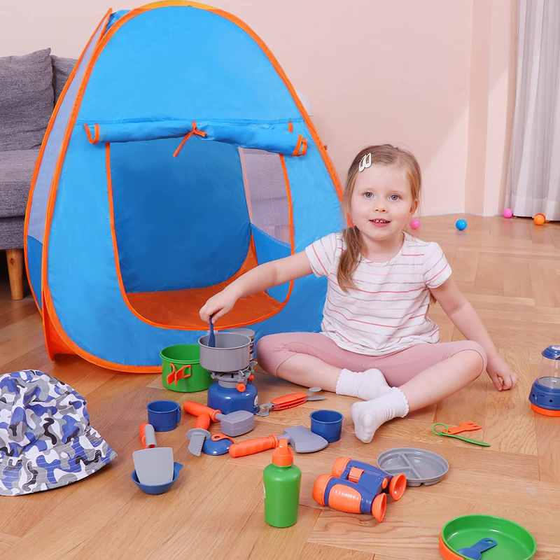 Meland Kids Camping Set with Tent 42Pcs - Camping Gear Toy with Pretend Play Tent Outdoor Toy for Toddlers Birthday Gift Sporting Goods > Outdoor Recreation > Camping & Hiking > Tent Accessories Meland   