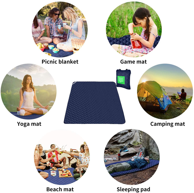 ISOPHO Outdoor Picnic Blanket Extra Large, Machine Washable Fold Camping Blanket, 3-Layer Sand Proof and Waterproof Picnic Mat, 67“X 79” Portable Blanket for Camping, Park, Beach, Hiking, Family Home & Garden > Lawn & Garden > Outdoor Living > Outdoor Blankets > Picnic Blankets ISOPHO   