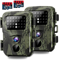 Mini Trail Camera,【2 Pack】 20MP 1080P with 32GB Card Game Cameras with Night Vision Motion Activated Waterproof Hunting Camera 80FT Detection Distance for Wildlife Monitoring  AiBast ArmyGreen  