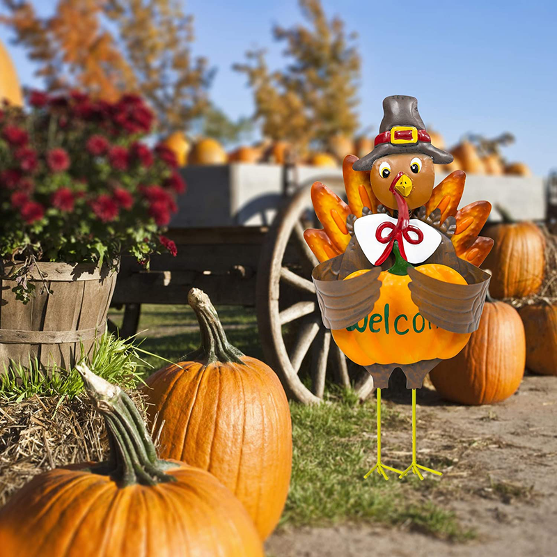 FUNPENY Thanksgiving Turkey Decors, 3D Metal Turkey Garden Stakes Fall Harvest Decoration, Happy Thanksgiving Autumn Fall Outdoor Yard (23 Inch) Home & Garden > Decor > Seasonal & Holiday Decorations& Garden > Decor > Seasonal & Holiday Decorations FUNPENY   