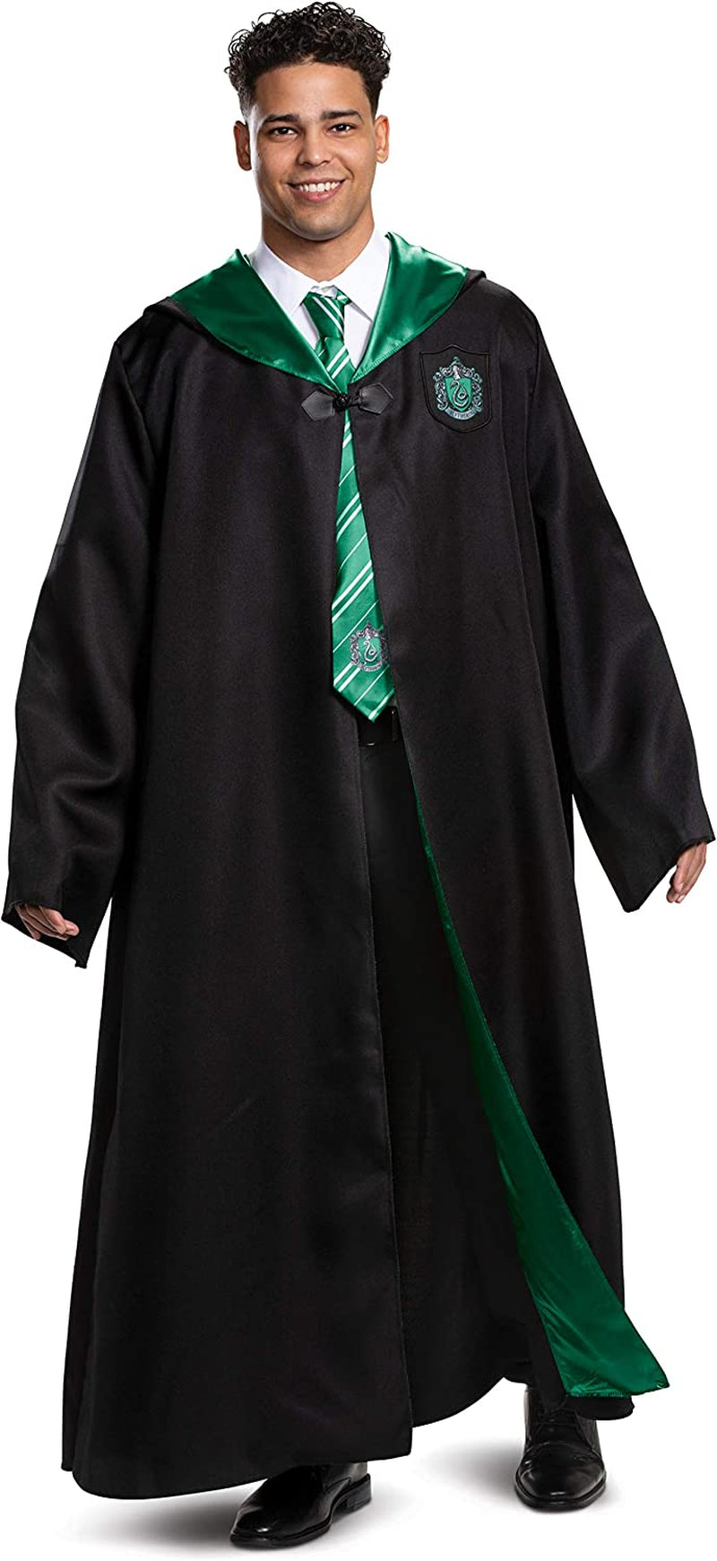 Harry Potter Robe, Deluxe Wizarding World Hogwarts House Themed Robes for Adults, Movie Quality Dress up Costume Accessory  Disguise Slytherin Teen Xl (14-16) 