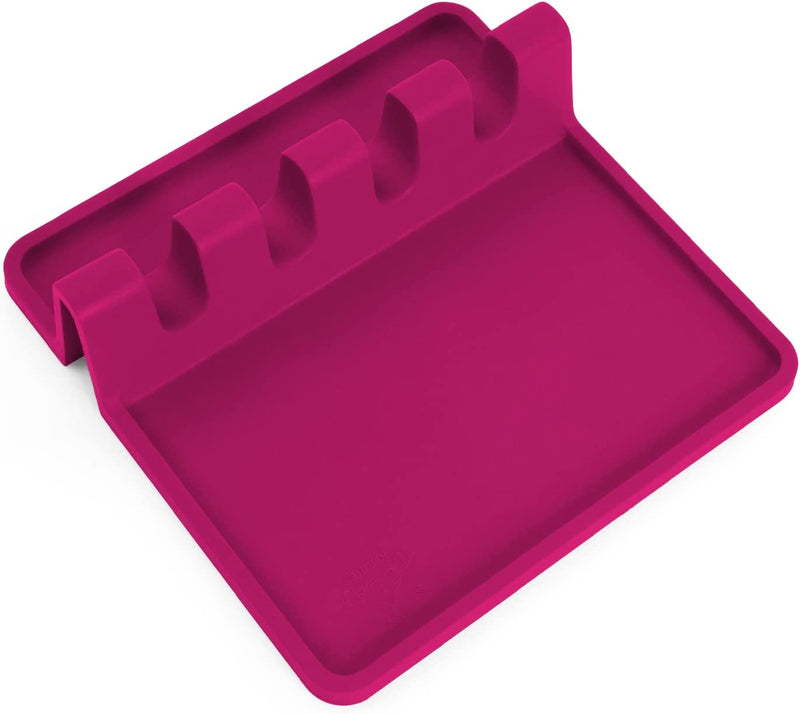 Silicone Utensil Rest with Drip Pad for Multiple Utensils, Heat-Resistant, Bpa-Free Spoon Rest & Spoon Holder for Stove Top, Kitchen Utensil Holder for Spoons, Ladles, Tongs & More - by Zulay Home & Garden > Kitchen & Dining > Kitchen Tools & Utensils Zulay Kitchen Magenta Medium 