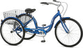 Schwinn Meridian Adult Tricycle Bike, Three Wheel Cruiser, 26-Inch Wheels, Low Step-Through Aluminum Frame, Adjustable Handlebars Sporting Goods > Outdoor Recreation > Cycling > Bicycles Pacific Cycle, Inc. Blue 1-speed 26-Inch Wheels
