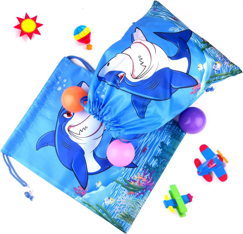 FEPITO 12 Pack Shark Party Favors Bags Shark Drawstring Bags Bulk Goodie Bags,Gift Bags,Treat Bags for Shower Party Home & Garden > Household Supplies > Storage & Organization FEPITO   
