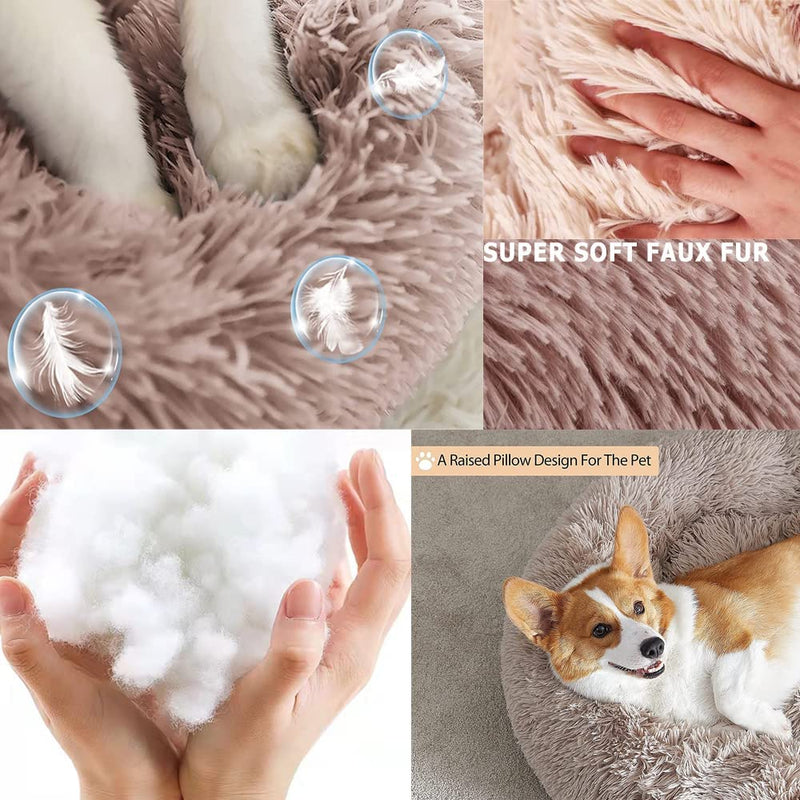 Napojoy Cat/Dog Beds for Small Medium Dogs , Calming Cushion round Donut Dog Bed, Anti-Slip Faux Fur Fluffy Cuddler Anxiety Cat Bed Animals & Pet Supplies > Pet Supplies > Bird Supplies > Bird Cage Accessories > Bird Cage Food & Water Dishes napojoy   