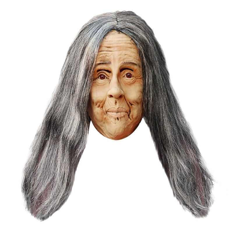 Poypozz Old Woman Mask Halloween Creepy Wrinkle Face Mask Latex Cosplay Party Props