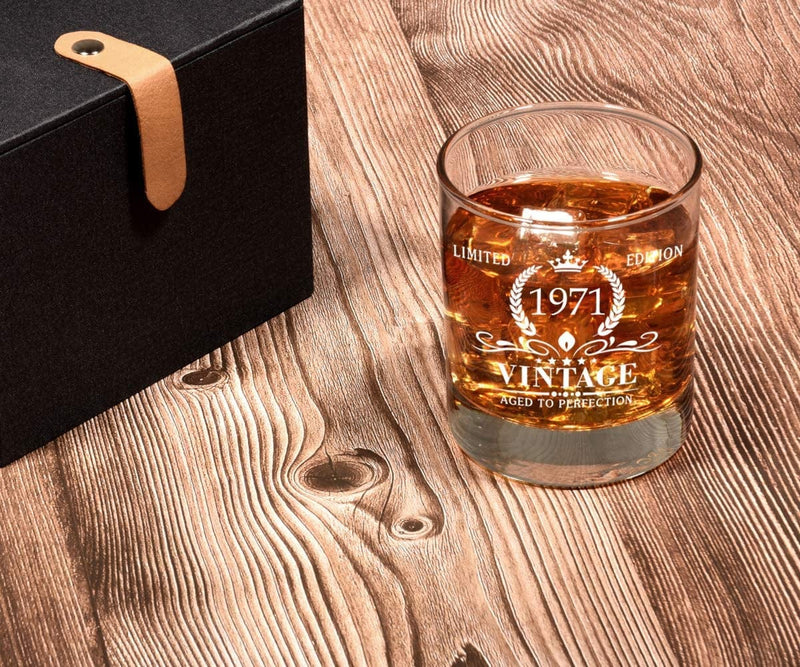 1971 51St Birthday Gifts for Men, Vintage Whiskey Glass 51 Birthday Gifts for Dad, Son, Husband, Brother, Funny 51St Birthday Gift Present Ideas for Him, 51 Year Old Bday Party Decoration Home & Garden > Kitchen & Dining > Barware Triwol   
