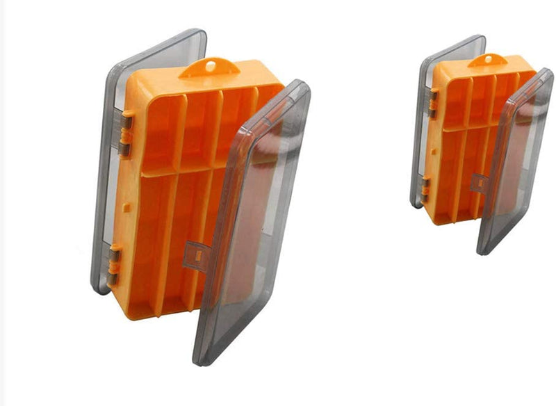 Toasis Two Sided Plastic Box Fishing Lure Storage Container Organizer Small Fishing Tackle Box Sporting Goods > Outdoor Recreation > Fishing > Fishing Tackle Beihai Global Enterprise Co., Ltd Orange-2pcs  