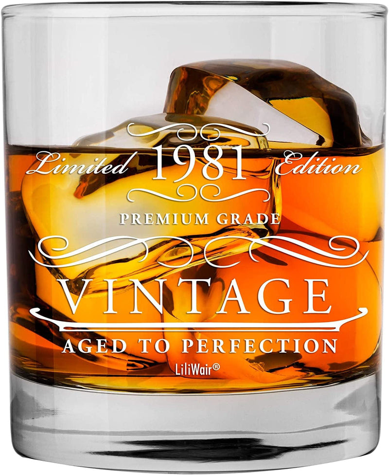 1981 41St Birthday Gifts Whiskey Glass Men Women | Birthday Gift for Man Woman Turning 41 | Funny 41 St Party Supplies Decorations Ideas | Forty One Year Old Bday | 41 Years Gag Vintage Presents Mens Home & Garden > Kitchen & Dining > Barware LiliWair   