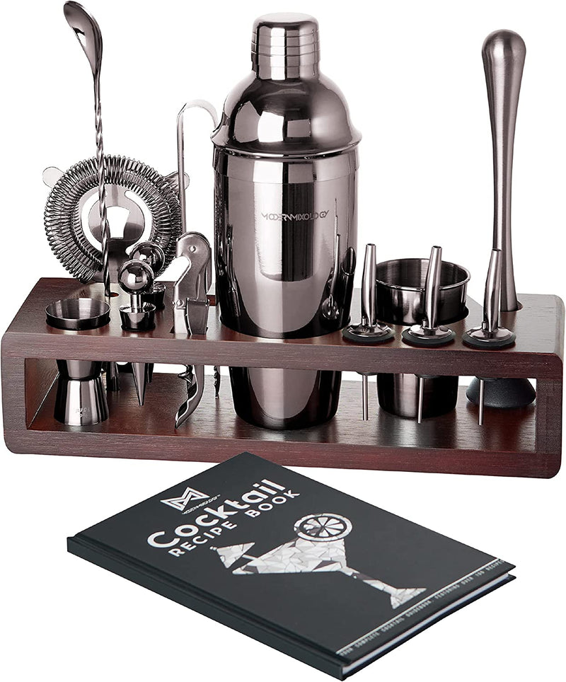 Modern Mixology Cocktail Shaker Set - 24 Piece Stainless Steel Bartender Drink Kit & Stand for Home Bar, Perfect for Drink Mixing at Home, plus Cocktail Recipe Book Home & Garden > Kitchen & Dining > Barware Modern Mixology Gunmetal  