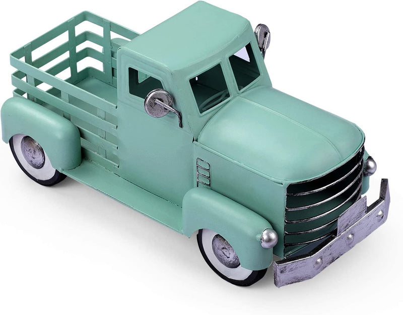 Giftchy Vintage Patriotic Truck Decor, Fourth of July Farmhouse Truck Decoration, Decorative Tabletop Storage & Americana Pick-Up Metal Truck Planter Home & Garden > Household Supplies > Storage & Organization Giftchy TURQUOIESE  