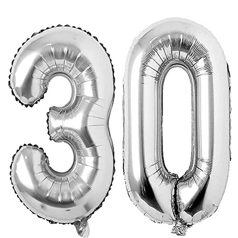 Silver 30 Number Balloons Giant Jumbo Number 30 Foil Mylar Balloons for Women Men 30Th Birthday Party Supplies 30 Anniversary Events Decorations Arts & Entertainment > Party & Celebration > Party Supplies Colorful Elves   