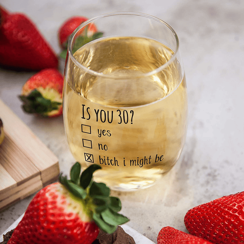 1990 30th Birthday Gift for Women and Men Wine Glass - Funny Is You 30 Gift Idea for Mom Dad Husband Wife – 30 Year Old Party Supplies Decorations for Him, Her - 15oz Home & Garden > Decor > Seasonal & Holiday Decorations& Garden > Decor > Seasonal & Holiday Decorations Gelid   