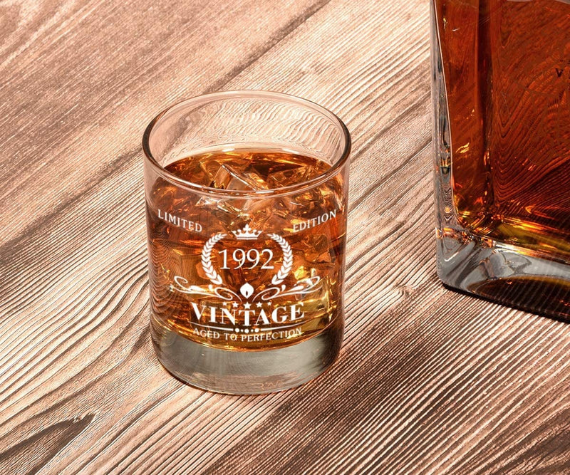 1992 30Th Birthday Gifts for Men, Vintage Whiskey Glass 30 Birthday Gifts for Him, Son, Husband, Brother, Funny 30Th Birthday Gift Present Ideas for Him, 30 Year Old Bday Party Decoration Home & Garden > Kitchen & Dining > Barware Triwol   