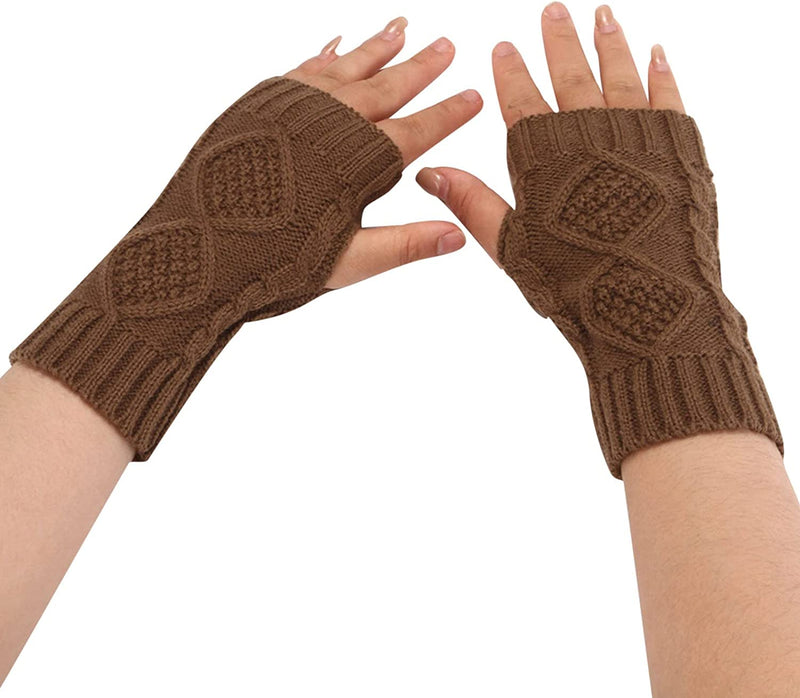 Gloves Mittens Women Women Fashion Knitted Plush Twist Windproof Warm Thickened Gloves Mittens Combo with Pocket Sporting Goods > Outdoor Recreation > Boating & Water Sports > Swimming > Swim Gloves Bmisegm Brown One Size 