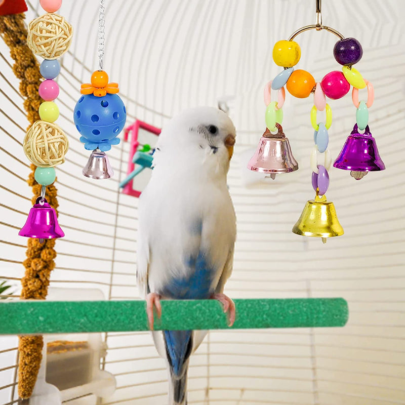 12 Packs Bird Toys Parrot Swing Toys - Chewing Hanging Bell Pet Birds Cage Toys Suitable for Small Parakeets, Conures, Love Birds, Cockatiels, Macaws, Finches Animals & Pet Supplies > Pet Supplies > Bird Supplies > Bird Toys ICOSHOW   