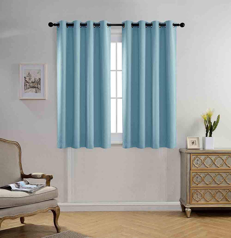 Miuco Room Darkening Texture Thermal Insulated Blackout Curtains for Bedroom 1 Pair 52X63 Inch Black Home & Garden > Decor > Window Treatments > Curtains & Drapes MIUCO Sky Blue 52x63 inch 