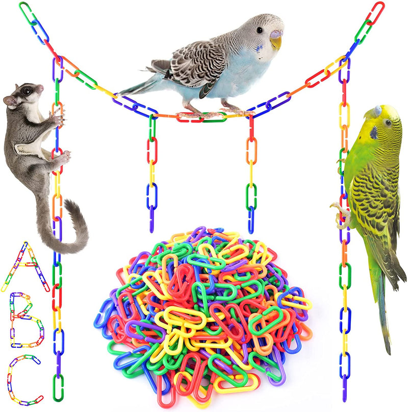 Bissap Plastic Chain Links Birds 250Pcs, Mix Color Rainbow DIY C-Clips Chains Hooks Swing Climbing Cage Toys for Sugar Glider Rat Parrot Bird, Children'S Learning Toy Animals & Pet Supplies > Pet Supplies > Bird Supplies > Bird Toys Bissap mix color  