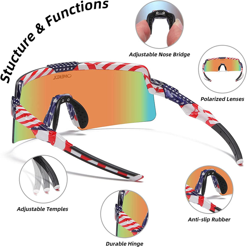 OMEKOL Polarized Sports Sunglasses Cycling Glasses UV400 Mountain Bike Goggles MTB Riding Bicycle Eyewear Outdoor Sporting Goods > Outdoor Recreation > Cycling > Cycling Apparel & Accessories OMEKOL   