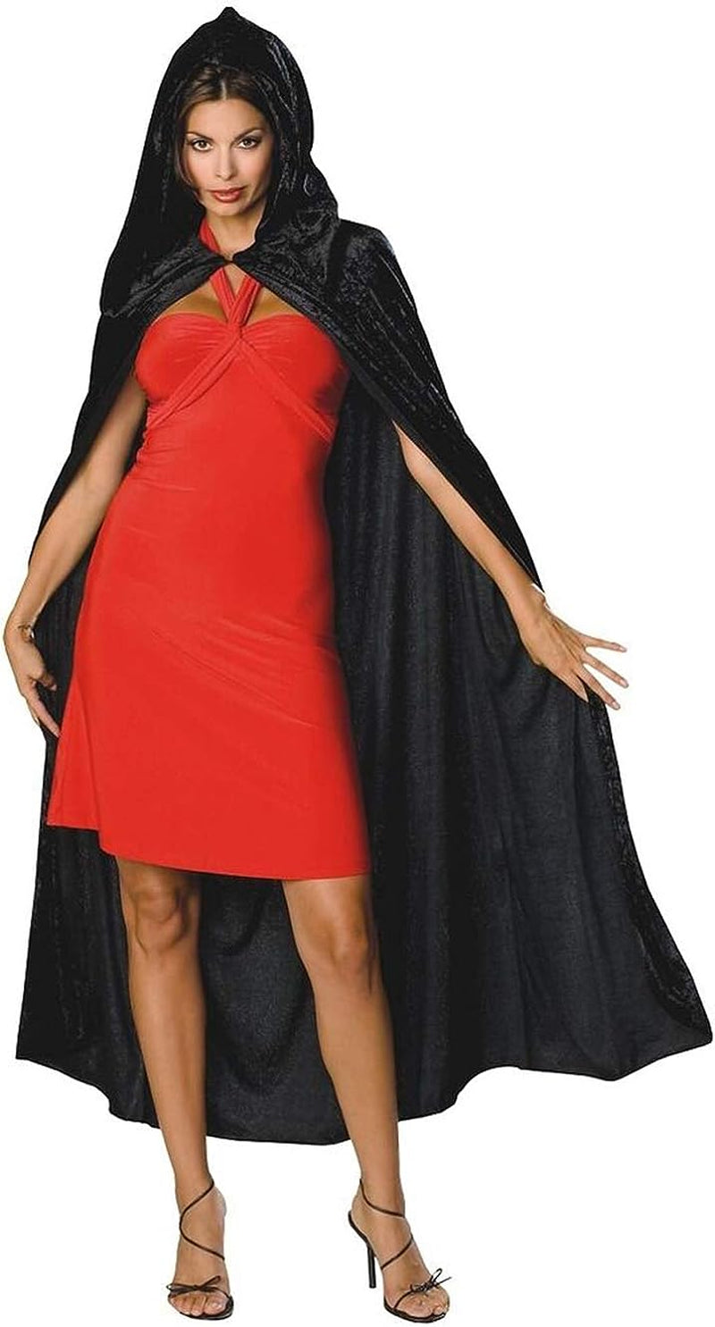 Halloween Hooded Cloak Full Length Velvet Cape with Hood for Halloween Cosplay Costume,59 Inch  iShyan Black  