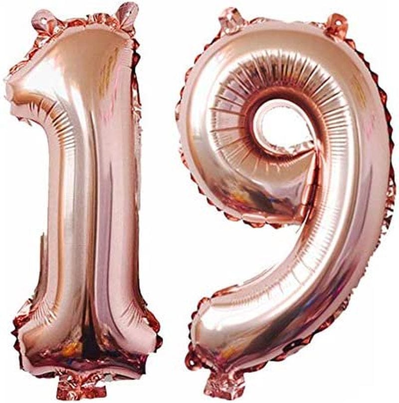 19Th Birthday Decorations Party Supplies, Jumbo Rose Gold Foil Balloons for Birthday Party Supplies,Anniversary Events Decorations and Graduation Decorations Sweet 19 Party,19Th Anniversary