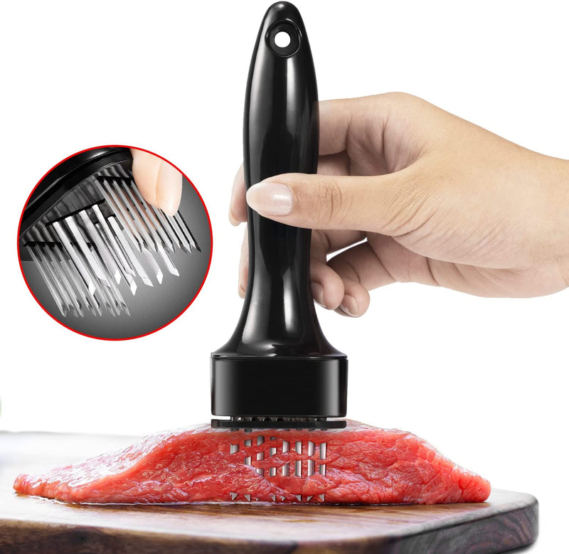 JY COOKMENT Meat Tenderizer Tool with 24 Stainless Steel Ultra Sharp Needle Blades, Kitchen Cooking Tool Best for Tenderizing, BBQ, Marinade