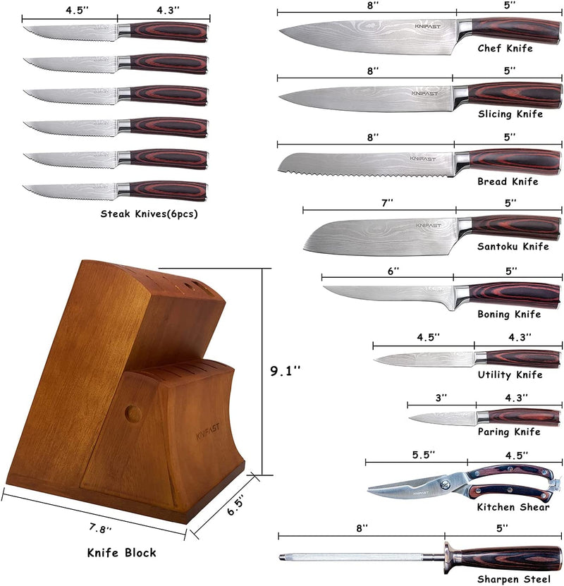 Knife Set 16-Piece Kitchen Knife Set with Wooden Block, Germany High Carbon Stainless Steel Professional Chef Knife Block Set, Ultra Sharp, Forged Home & Garden > Kitchen & Dining > Kitchen Tools & Utensils > Kitchen Knives KNIFAST   