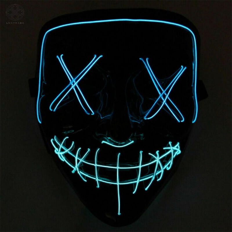 Luxtrada Clubbing Light up "Stitches" LED Mask Costume Halloween Rave Cosplay Party Xmas + AA Battery (Orange&Pink) Apparel & Accessories > Costumes & Accessories > Masks Luxtrada Blue&Ice Blue  