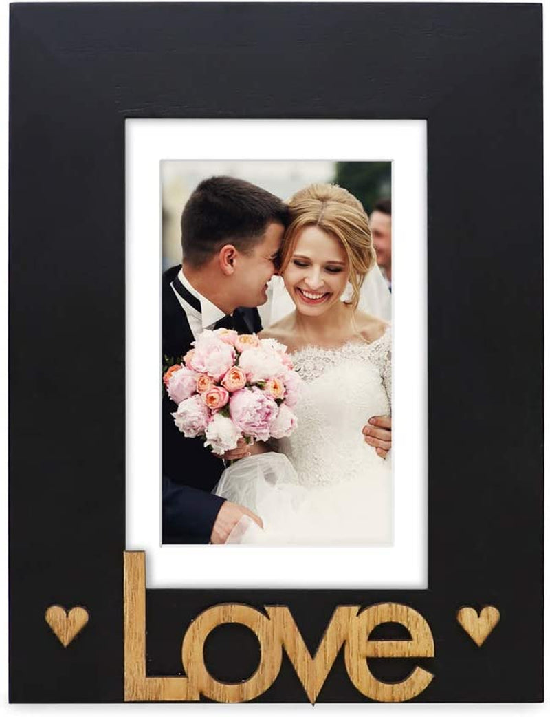 Isaac Jacobs Black Wood Sentiments “Love” Picture Frame, 5X7 Inch with Mat, Photo Gift for Loved Ones, Family, Display on Tabletop, Desk (Black, 5X7 (Matted 4X6)) Home & Garden > Decor > Picture Frames Isaac Jacobs International   