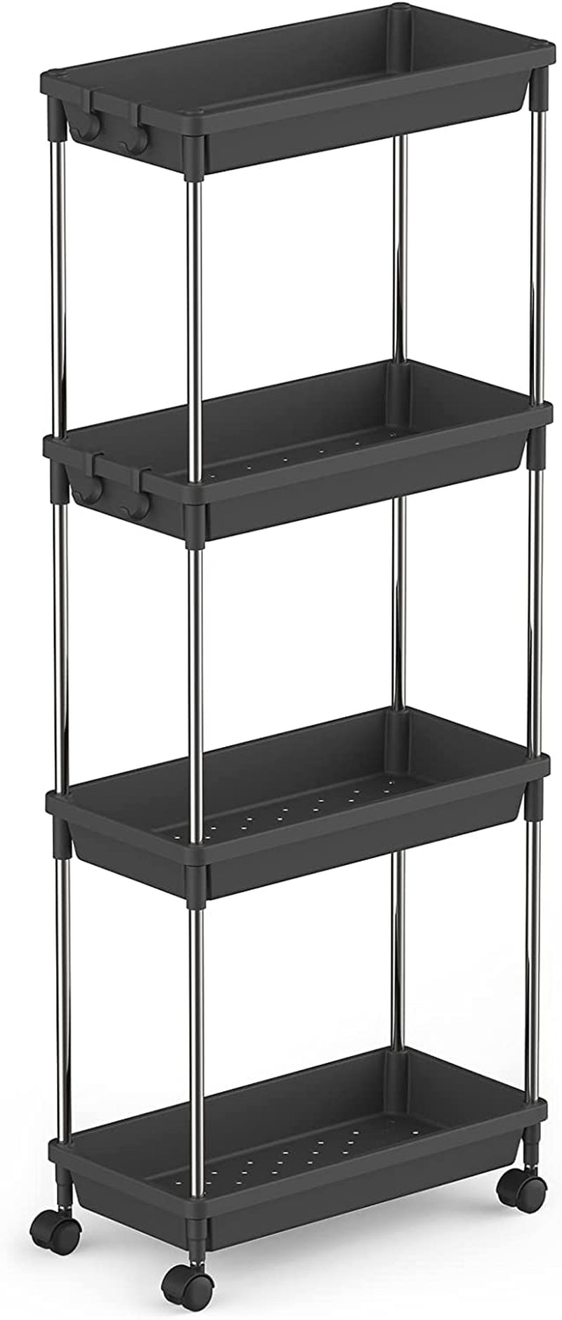 Lifewit Slim Storage Rolling Cart for Gap Narrow Space, 4 Tier Slide-Out Trolley Utility Rack Shelf Organizer with Wheels for Bathroom Kitchen Laundryroom Bedroom, Space-Saving Easy Assembly, White Home & Garden > Household Supplies > Storage & Organization Lifewit Black 15.4" x 7.9" x 39.3" 