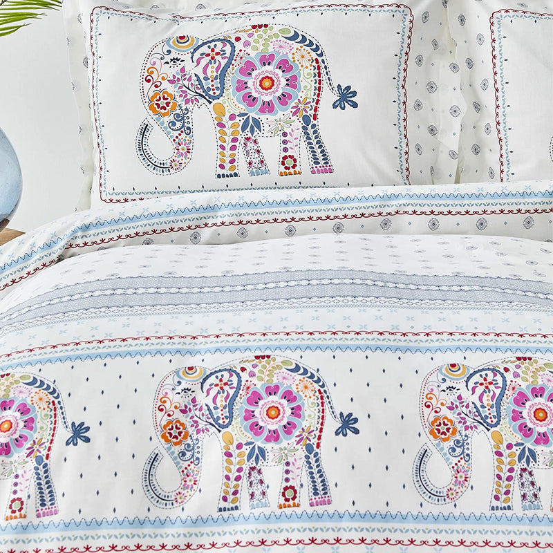 Karaca Queen India 100% Cotton Bedding Set of 5, Duvet Cover and Throw Blanket and Flat Sheet and Pillowcase Home & Garden > Linens & Bedding > Bedding Karaca   