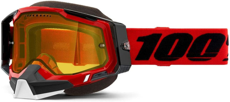 100% Racecraft 2 Snowmobile Anti-Fog Goggles - Powersport Racing Protective Eyewear Sporting Goods > Outdoor Recreation > Cycling > Cycling Apparel & Accessories 100% Red Yellow Lens 