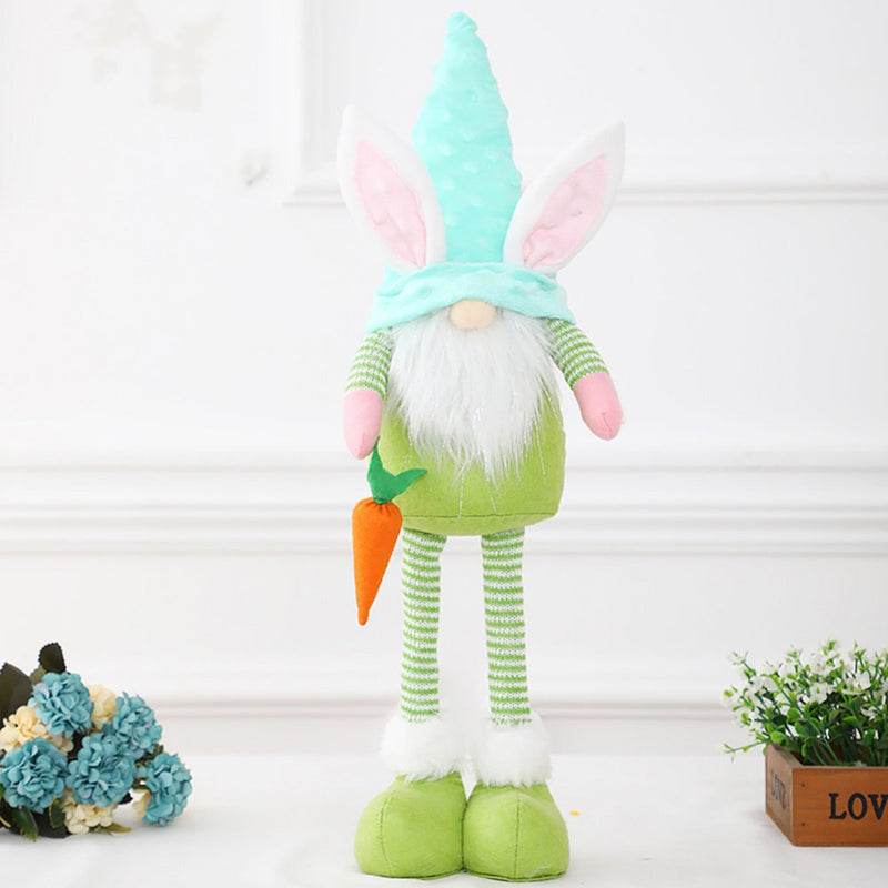 Easter Bunny Gnome Spring Gnomes with Retractable Legs Easter Holiday Home Decoration Gnome Plush Handmade Rabbit Gifts Swedish Tomte Elf