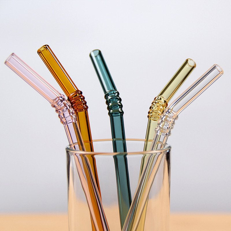 Glass Straw Color Straw High Borosilicate Glass Straw Reusable Drinking Glass Tube Eco-Friendly Events Party Favors Supply Champagne Arts & Entertainment > Party & Celebration > Party Supplies CN   