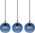 ARIAMOTION Plug in Pendant Lights with Cord Blue Glass Hanging Lighting 15 Ft Hemp Rope Seeded Bubble Globe 7.4" Diam 2-Pack Home & Garden > Lighting > Lighting Fixtures ARIAMOTION 7" Capri Blue-3 Pack 7" Diam 